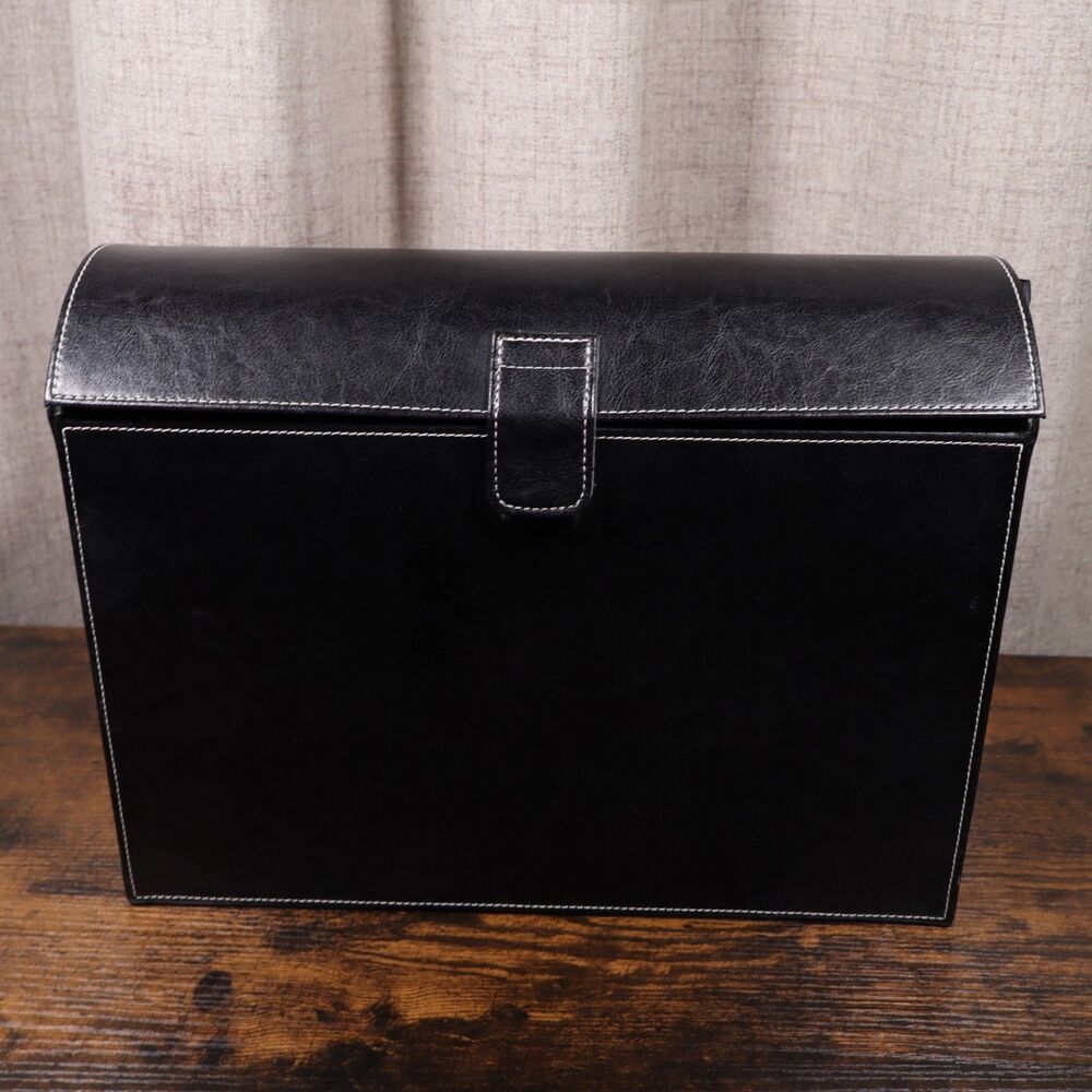 H&K Sculpture Wine Bottle Holder Caddie Leather Storage Case - 11 x 5.5 x 14"